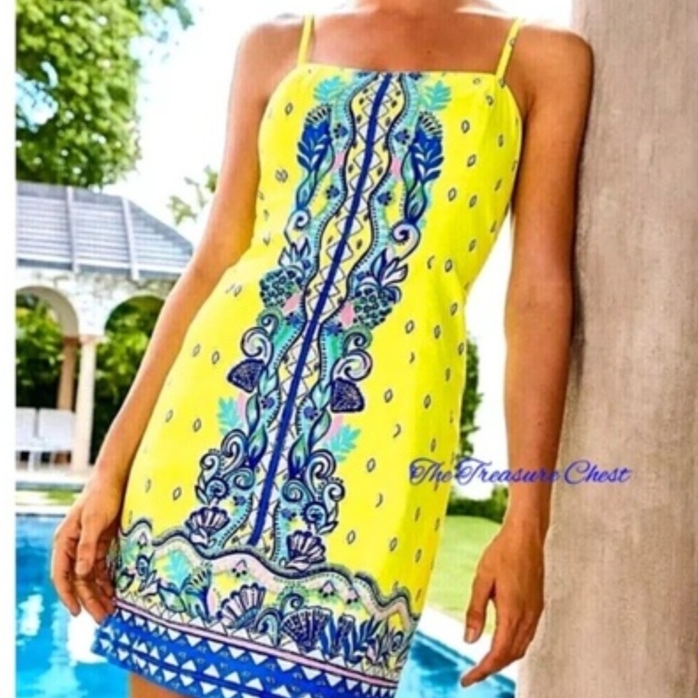 Lilly Pulitzer Yellow and Blue Floral Mini Dress